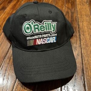 O'Reilly Auto Parts Strapback Hat Cap Black NASCAR Embroidered Adjustable
